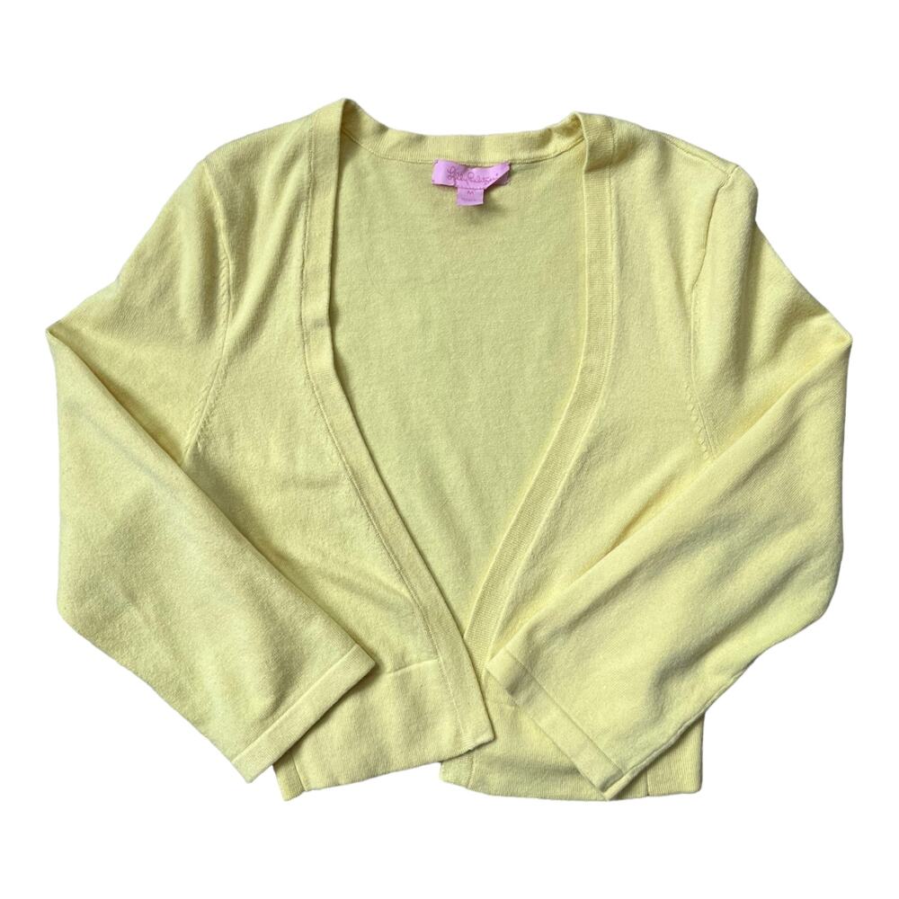 Lilly Pulitzer Open Cardigan Sweater Yellow Cotton Blend Girl's Size Medium